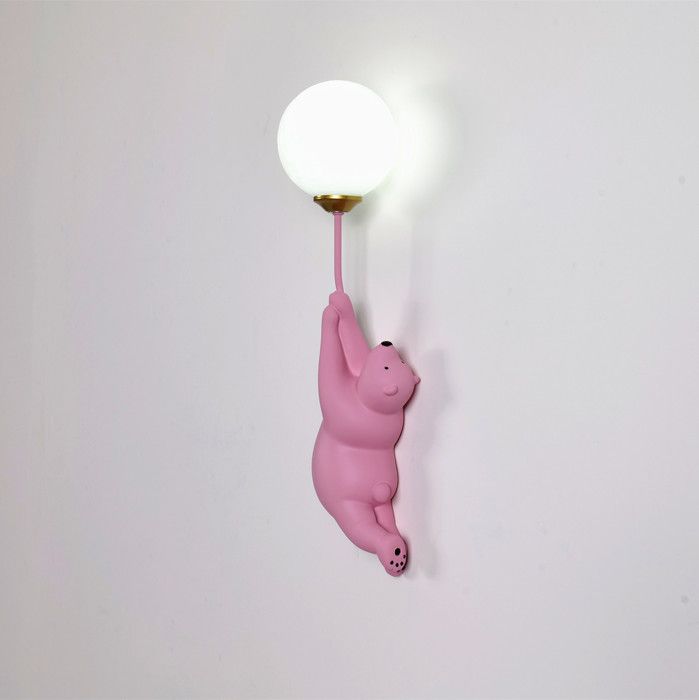 Applique murale LED moderne pour chambre denfant Pink bear with both hands single color warm light/mcj