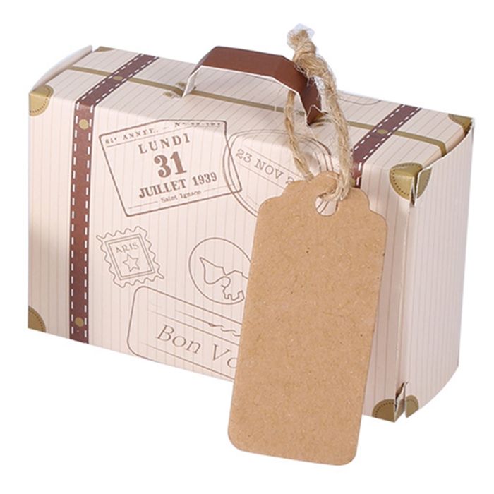 50 pcs/Ensemble Mini Valise Carton de Bonbons Cadeau Portable pour Mariage Fête dAnniversaire