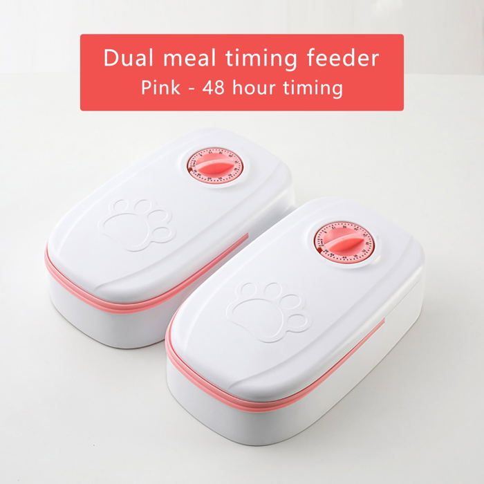 Mangeoire automatique pour chiens et chats, distributeur 350 ml avec minuterie de 48 heures, plateau lavable.