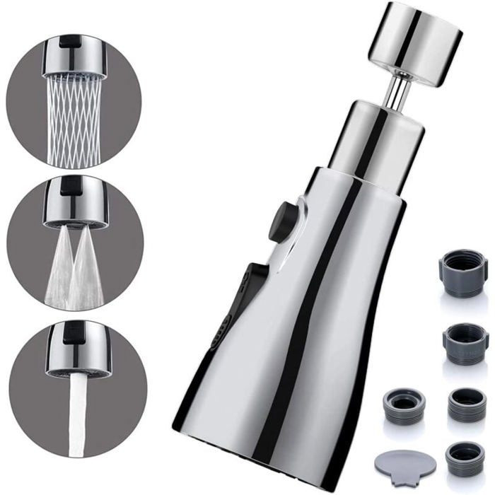 Tête De Pulvérisation Pour Robinet De Cuisine - Extractible, Chromée, Compatible La Plupart Des Robinets - Pour Lavage Vaisselle Et Mains