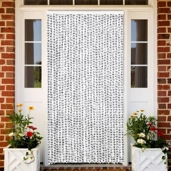 vidaXL Rideau anti-mouches gris clair et gris foncé 118x220cm chenille rideau anti-mouche de porte rideau d’insectes de 4004890