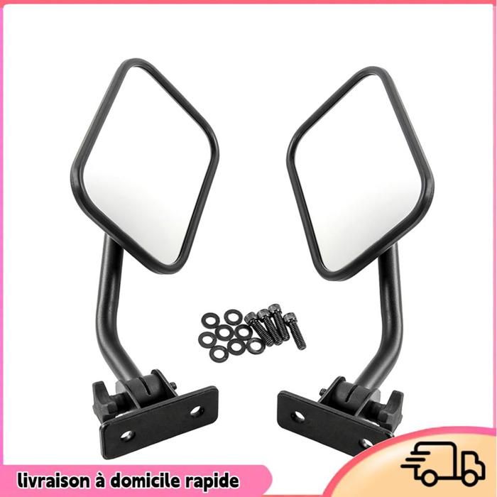 Dilwe Car Mirrors Miroirs de vue latérale Porte de miroir Miroirs rectangulaires 4x4 Miroir hors route Remplacement moto outillage