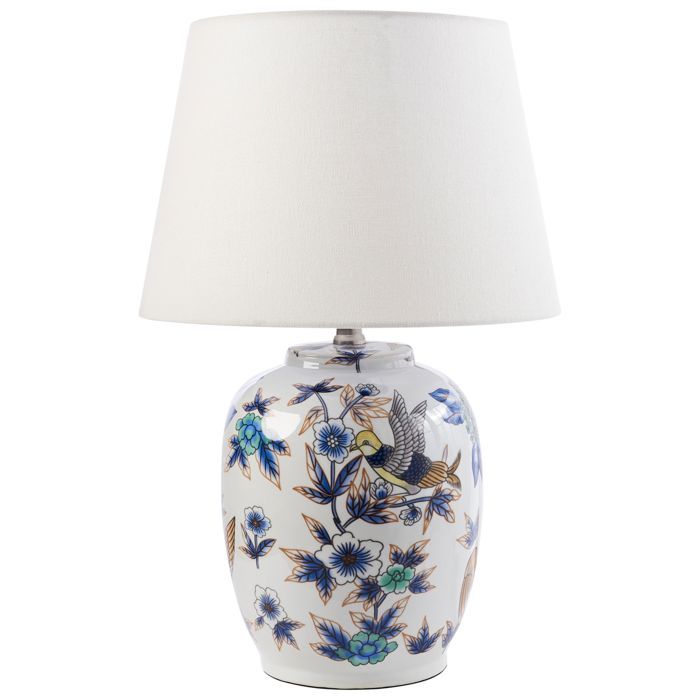 Lampe à poser SUNJA Porcelaine Blanc/bleu