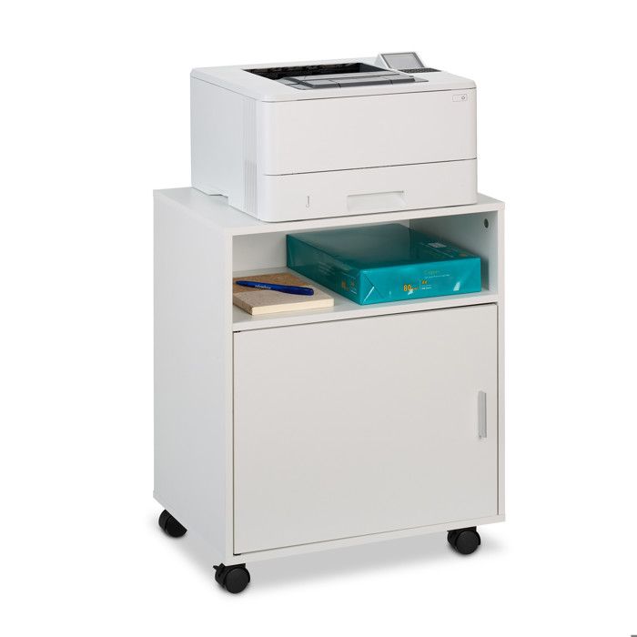 Relaxdays Caisson de bureau armoire avec 3 compartiments porte H x L x P : 57 x 48 x 34 cm blanc