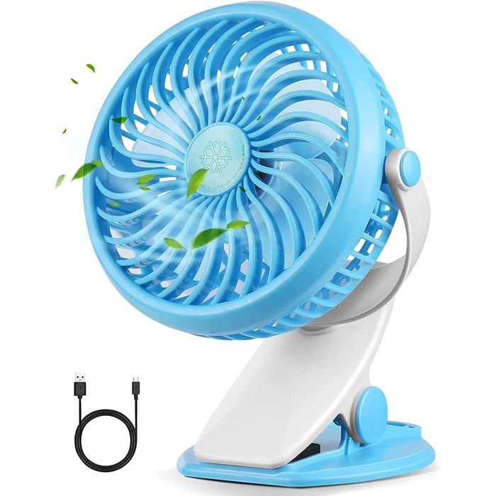 Ventilateur à Pince - PZCC - Rechargeable USB - 3 Vitesses - 360° Réglable - Silencieux - Pzcc