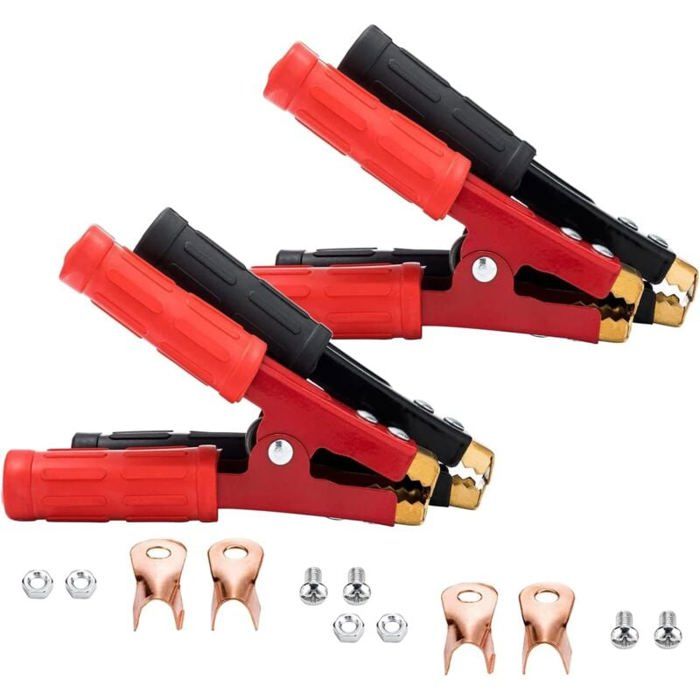 Lot De 6 Pinces Crocodiles 50A - Cuivre Pur, Isolées, Rouge/noir, Pour Démarrage Voiture, Tests électriques - 3