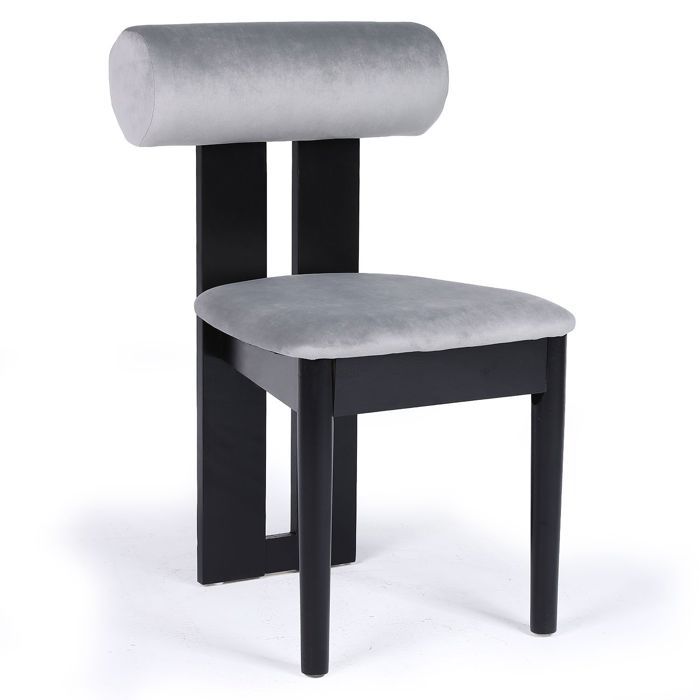 MENZZO Chaise de salle à manger style intemporel Tuboli Bois Noir et Velours Gris - Chaises Salle À Manger MENZZO Chaise de salle à manger style intemporel Tuboli Bois Noir et Velours Gris - Chaises Salle À Manger