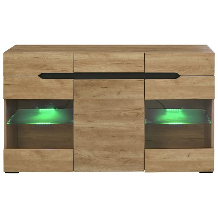 Buffet LED Moderne 3 Portes et 3 Tiroirs - Grand Rangement Élégant avec Éclairage pour Votre Salon