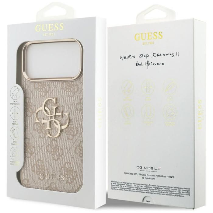 Guess Coque 4G Metal Logo Backcover pour Apple iPhone 17 Pro Max - Gold Edge Rose - vue 4