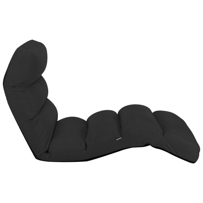Chaise pliable de sol - vidaXL - Noir - Similicuir - 175x56x20 cm - Entièrement réglable - Pliable - Légère - Durable