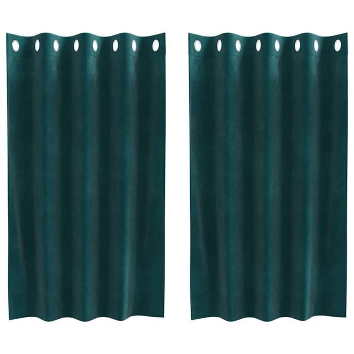 Rideaux occultants en velours - vidaXL - 2 pièces - 140x140 cm - Vert foncé - Durable - Œillets pour installation facile