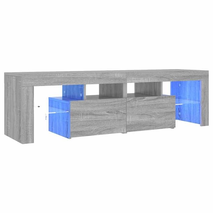 NEUF Armoire TV - Gris - Meuble TV - TABLE TV - avec lumières LED - Sonoma gris 140x365x40 cm - TT4082