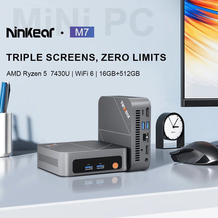 Ninkear M7 Mini PC avec AMD Ryzen 5 RAM SSD Win 11 Pro - vue 1
