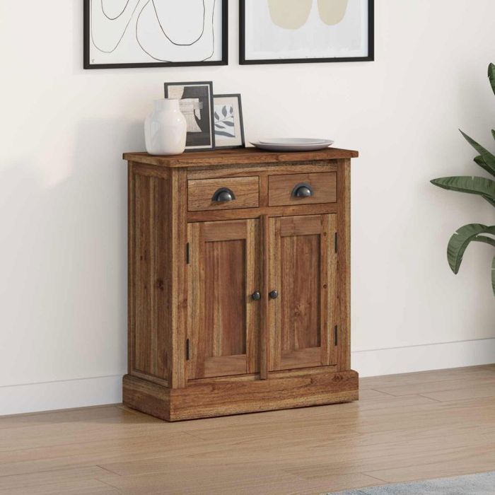 VIDAXL Buffet en teck massif style vintage 65 x 30 x 75 cm - porte et tiroir marron