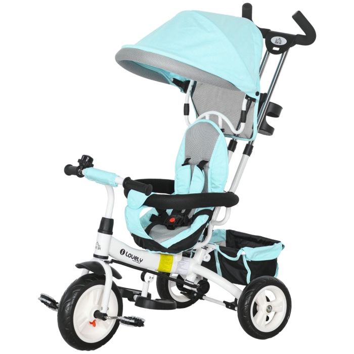 TOYZ Tricycle Évolutif Saber – 3 Roues, Poignée Parentale, Dossier Inclinable, Ceinture Sécurité – De 10 Mois à 3 Ans – Beige