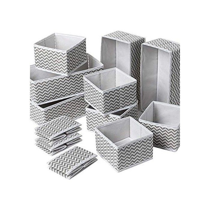 Lot de 12 Boite Rangement Organisateur de Tiroir Pliable Non-tissé pour sous-vètements Soutien-Gorges Cravates