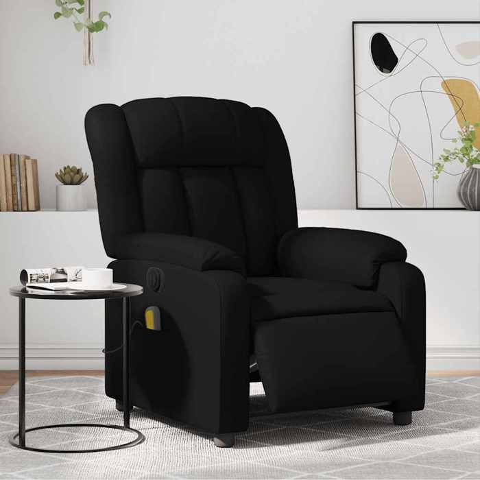 NEW 2026 Fauteuil Massant inclinable - Chaise simple - Multifonctionnel - électrique noir similicuir 78x92x98 cm L3357