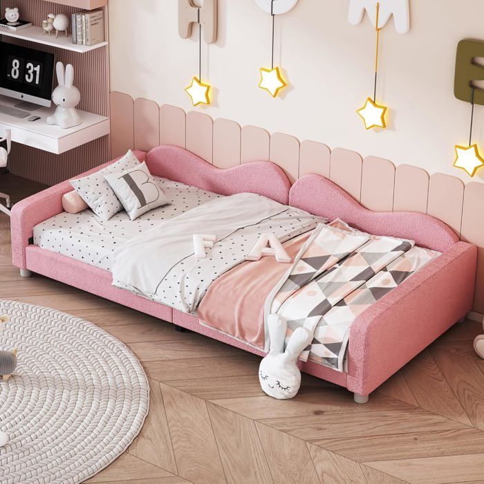 Canapé-lit 90x200cm avec dossier lit denfant avec accoudoirs lit de jour lit dinvité pour chambre à coucher salonsans matelas