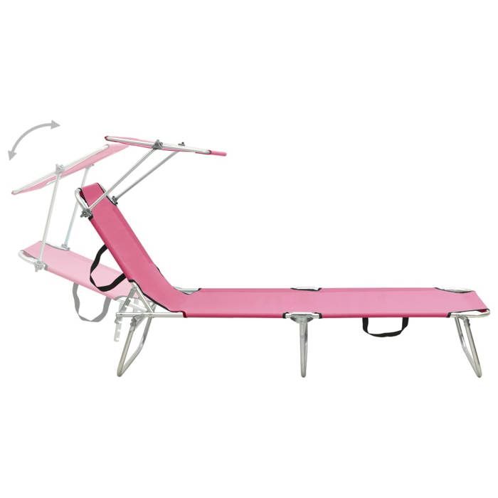 Rose Chaise/Meuble dextérieur SARAZYJ - Chaise longue pliable - avec auvent - rose - aluminium Hot73130173