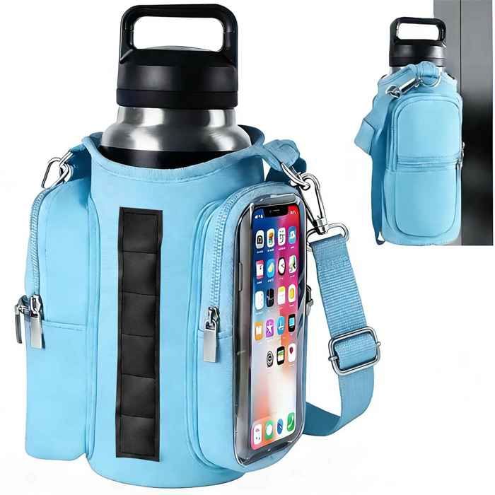 Sac isotherme multifonction sport extérieur pochette magnétique portable bandoulière support gourde entraînement bleu