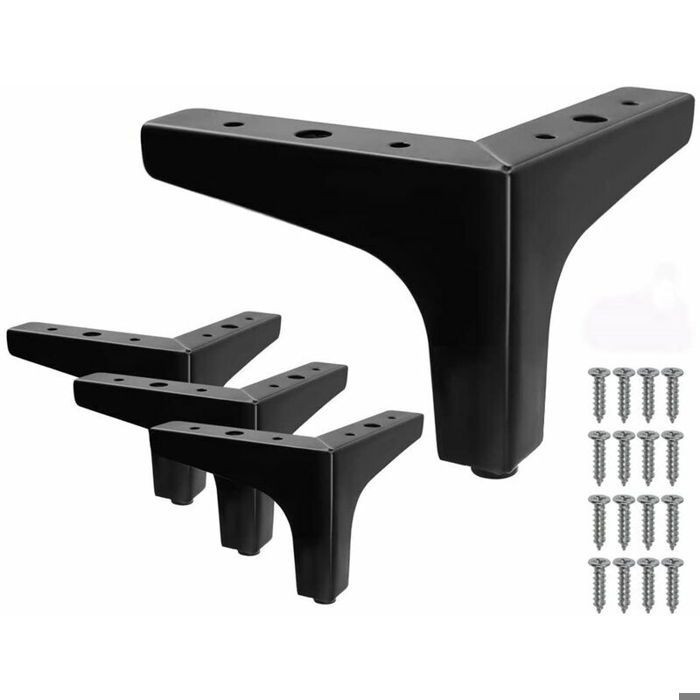 4 Pieds de Lit Métal Triangle Noir Hauteur 10 cm Antidérapants pour Lit Canapé Armoire – Usage Intérieur .
