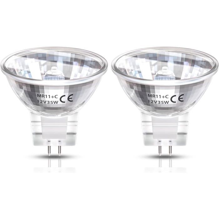 Ampoules Halogènes 35W MR11 12VLampe Spot Halogène Bi-Pin GU4 à Intensité VariableAmpoule Réflecteur MR11 de 35 MM de Diamètre