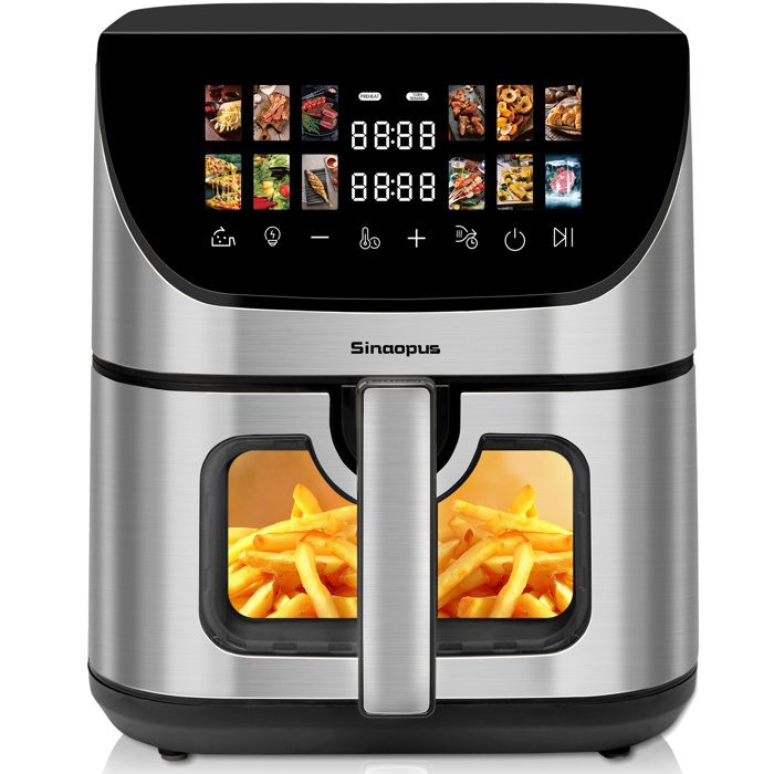 Friteuse sans huile Sinaopus 8005 – Air Fryer 9L – Écran couleur – 12 programmes de cuisson – 1800W – Livre de recettes inclus - Sinaopus