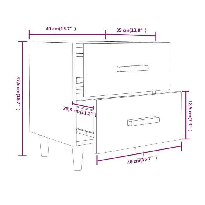 Tables de chevet (2 PCS) - ZENCORE - Lot de 2 armoires de chevet - Gris béton 40x35x47 5cm M9310481