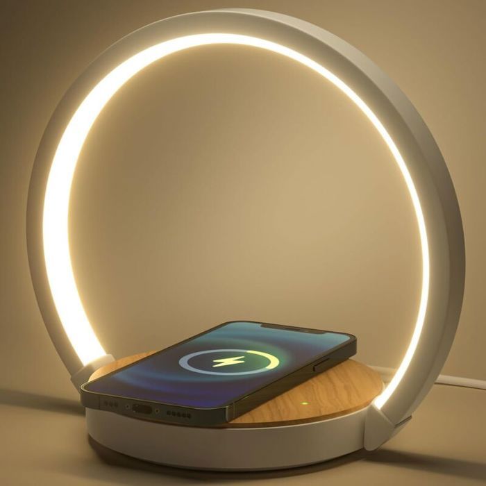 Lampe de chevet - PZCC - Modèle PZCC - Chargeur sans fil - Tactile 3 niveaux - Bras pivotant 180°