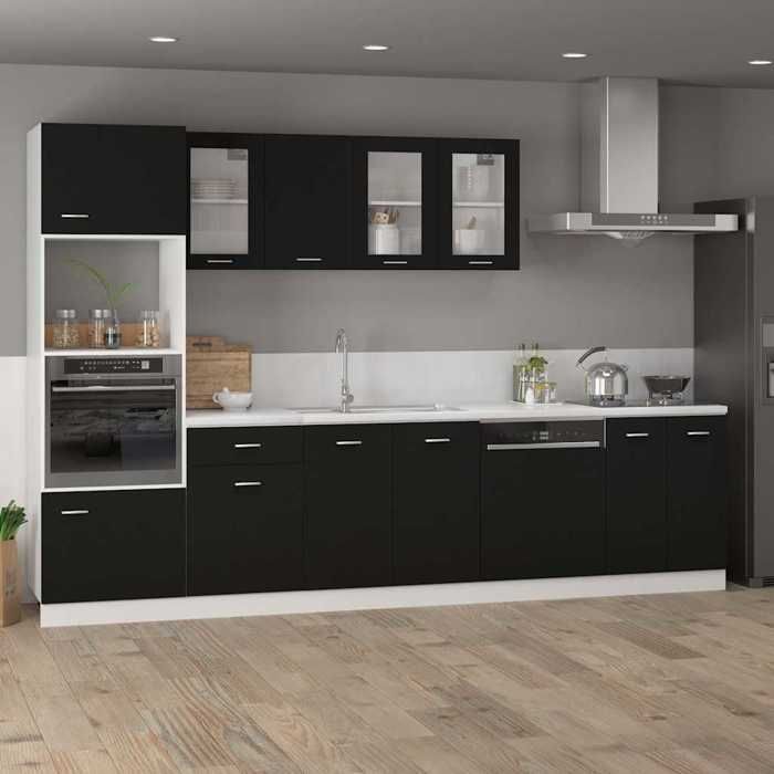 Caisson de cuisine Noir - Meuble bas de cuisine - Armoire à vitrine - Lyon Noir 60x46x81 5cm - Bois dingénierie 9511