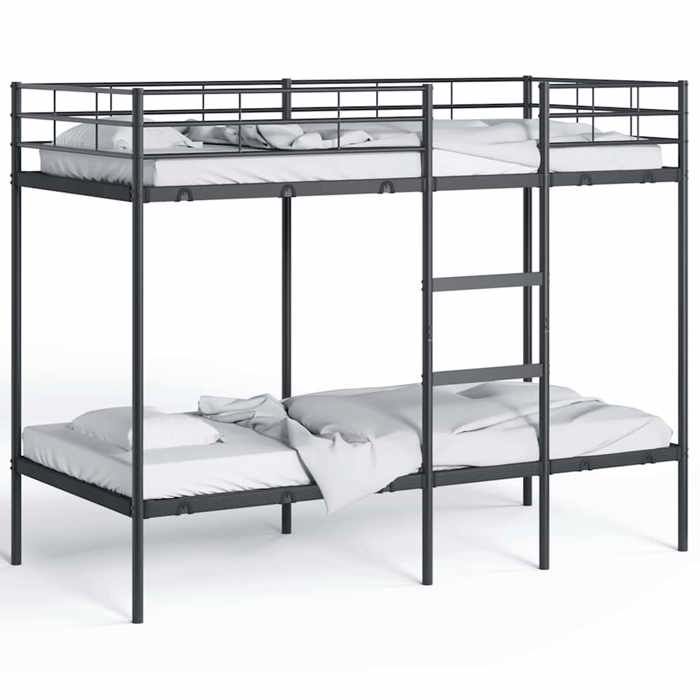 Lit Noir - BMK - Lit superposé - sans matelas - Contemporain - noir 90x190 cm acier - Lit chambre&452691
