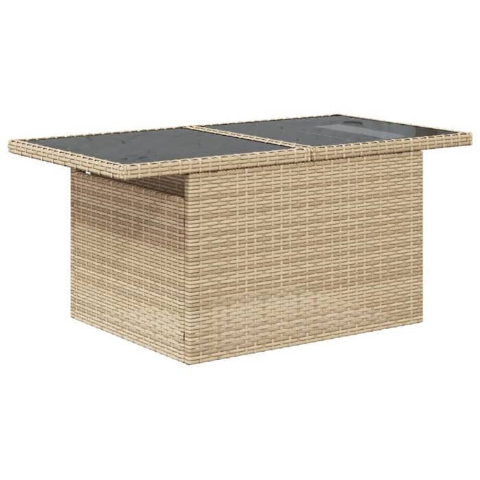 SOLOMON Table de jardin（1 PC) - Contemporain - Table à manger - dessus en verre beige 100x55x73cm poly rotin 73382111