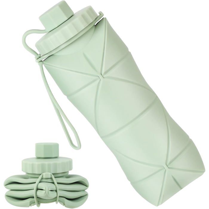 Gourde pliable - 1 pièce - Gourde de sport - Avec bandoulière - 78 × 7 × 22 cm - Gourde de voyage en silicone - 600 ml - Réutilisab