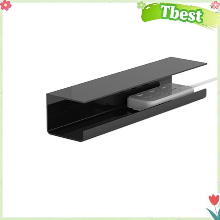 Tbest Plateau organisateur de câbles sous le bureau Plateau de gestion des câbles sous le bureau pour réduire meuble bac Noir