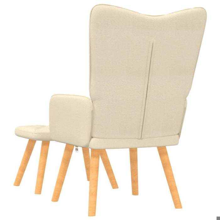 Confortable Chaise de relaxation Capacité de charge max : 110 kg avec tabouret Crème Tissu__25916