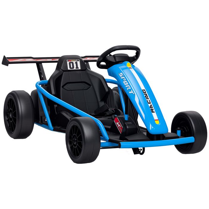 Voiture électrique GoKart - kart électrique pour enfants - AIYAPLAY - 2 x 24 V moteurs - mode dérive à 13 km/h - 119x77x54cm - bleu