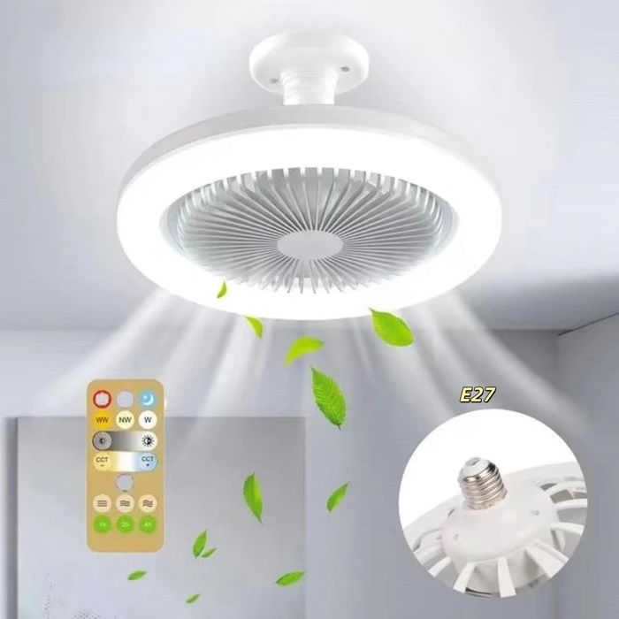 Ventilateur de plafond E27 avec télécommande – Ventilateur de plafond 3 vitesses de ventilateur et 3 températures de couleur