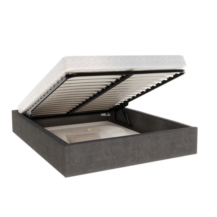 Lit coffre Orlane 120 x 190 cm avec sommier à lattes relevable Gris Foncé