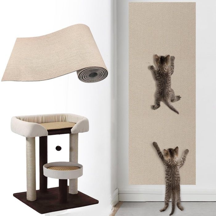 Grattoir Chat Autocollant pour Mur et Coin - Griffoir Tapis Protège-Meubles et Canapés (78.7 * 15.7 Pouce) Beige Beige GRIFFOIR