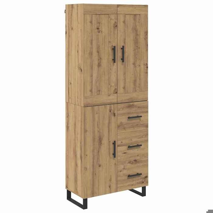 Haut Armoire moderne Cabinet rectangulaire avec rangement avec tiroir Chêne artisanal 69 5x34x180 cm B9582