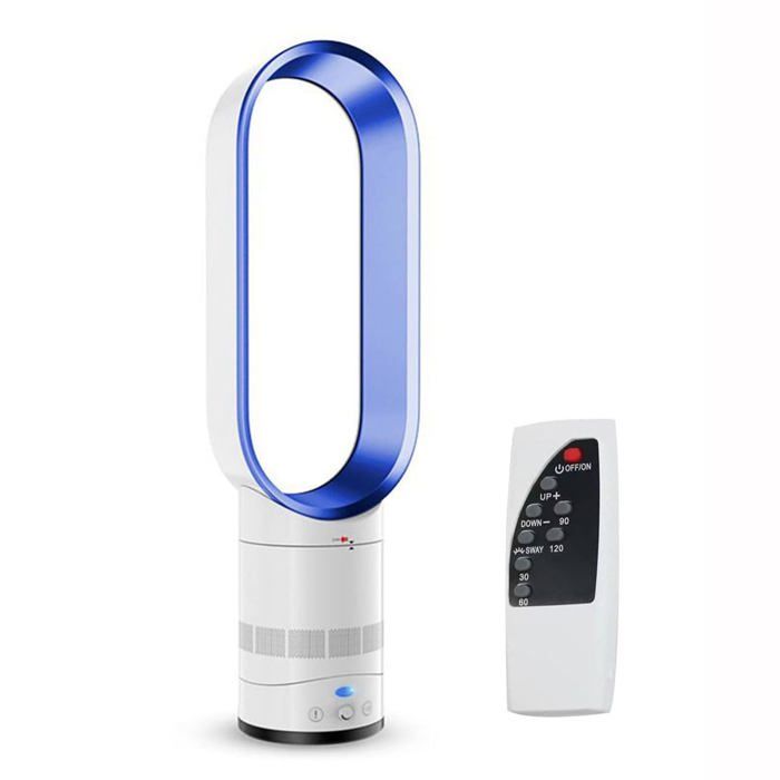 Ventilateur Tour Sans Pales - 40cm Télécommande Silencieux - Oscillation 90° - Chambre pièce bureau - Bleu