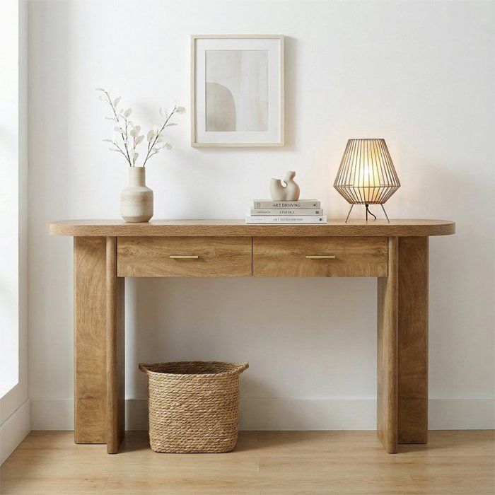 Console dentrée TOPESCT 160 cm 2 tiroirs espace rangement pour entrée couloir salon marron