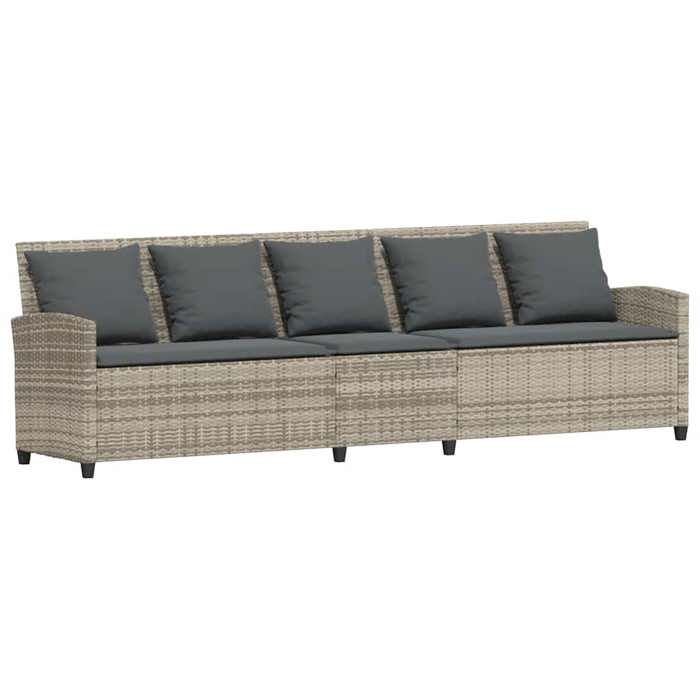 VD Canapé de jardin et coussins 5 places gris clair résine tressée Mobilier outdoor @EU20180BONE