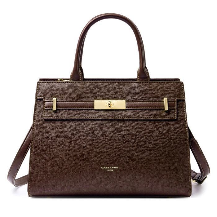David Jones - Sac à Main Femme Elégant Cuir PU Bandoulière Epaule Petit Cabas Fourre-Tout avec Boucle Ceinture T Moyen Marron David Jones - Sac à Main Femme Elégant Cuir PU Bandoulière Epaule Petit Cabas Fourre-Tout avec Boucle Ceinture T Moyen Marron