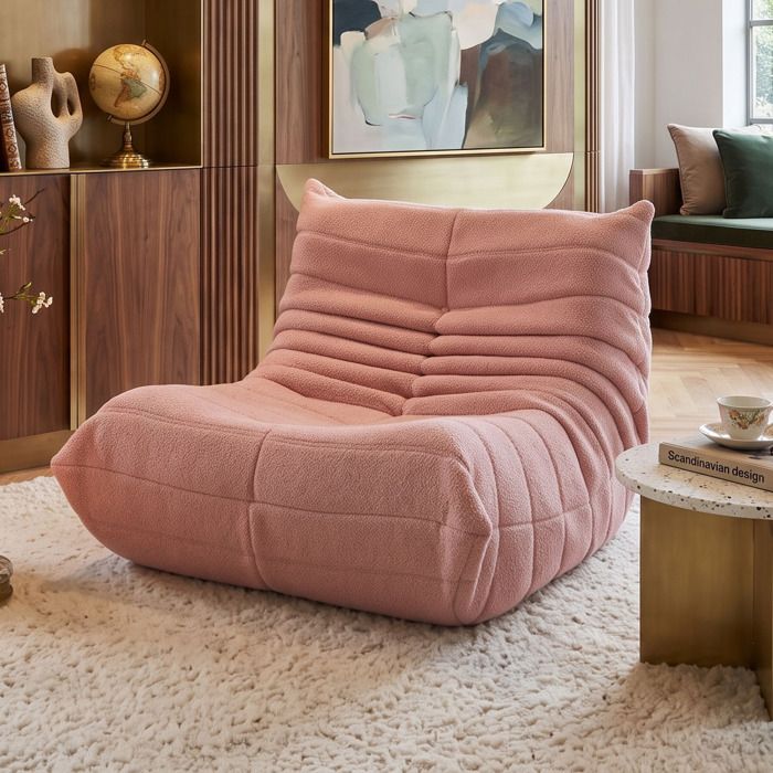 Fauteuil de sol Optimisation de lespace Design soigné en tissu bouclette Ergonomique Confort hôtelier - Rose