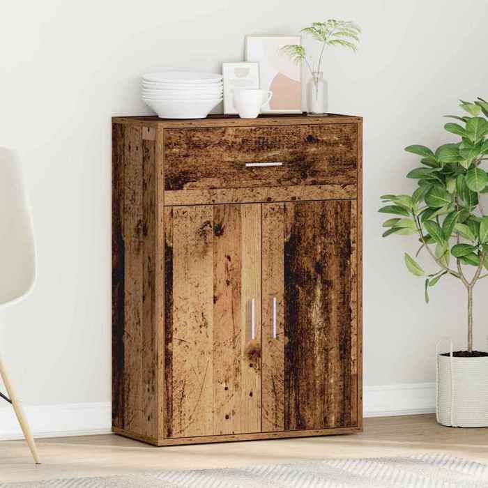Marron Commode Salon CHIC Buffet bas/Cabinet 1 PC Bois ancien 60x30x84 cm Bois dingénierie N15592