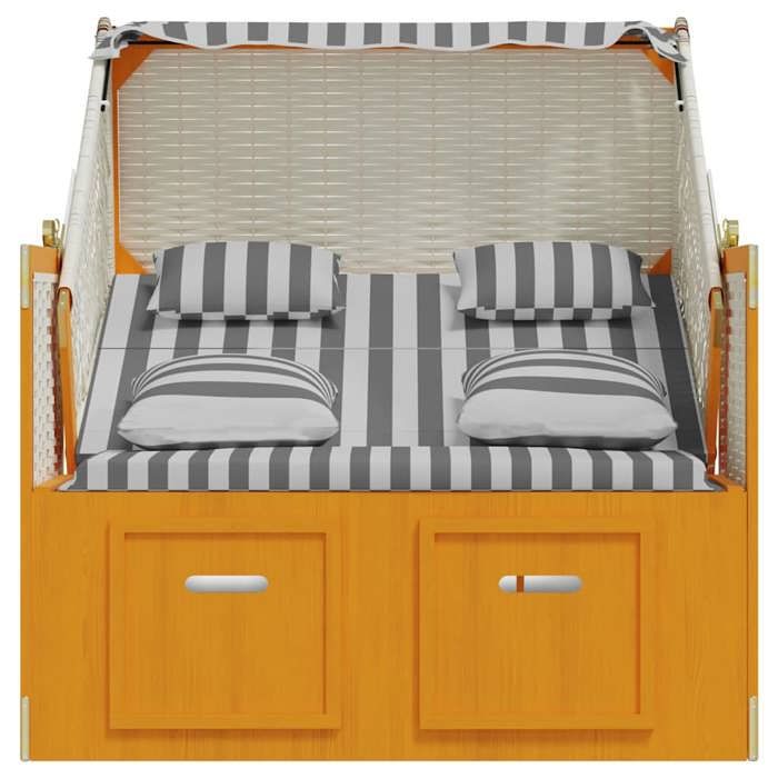 Strandkorb/Lit-canapé dextérieur - ECOHOME® - Bain de Soleil simple - avec coussins résine tressée bois solide blanc gris 425561825