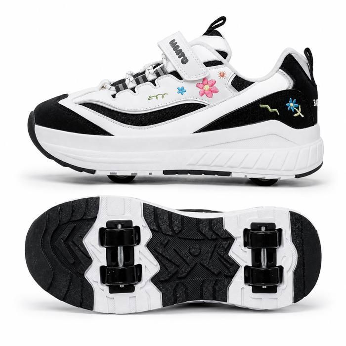 PATIN A ROULETTE fille AProsp maille respirante 4 roues pointures 29-40 baskets sport enfant noir blanc