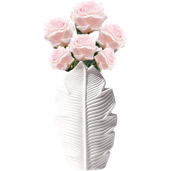 Vase Céramique Blanc Forme Feuille D’Érable Style Bohème Minimaliste Pour Salon Mariage Table De Dîner