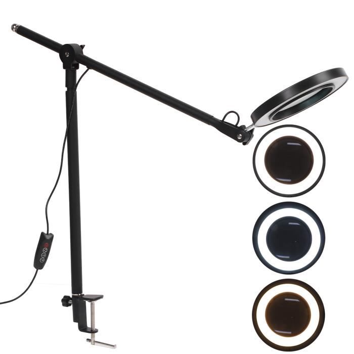 Lampe de bureau grossissante 5X 72 LED 3 modes d'éclairage Loupe Lampe de bureau grossissante 5X 72 LED 3 modes d'éclairage Loupe